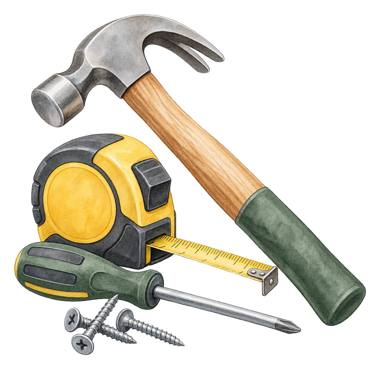 Watercolor contractor tools illustration